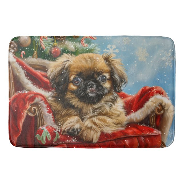 Tapis De Bain Fête de Noël des chiens de Pékin (Devant)
