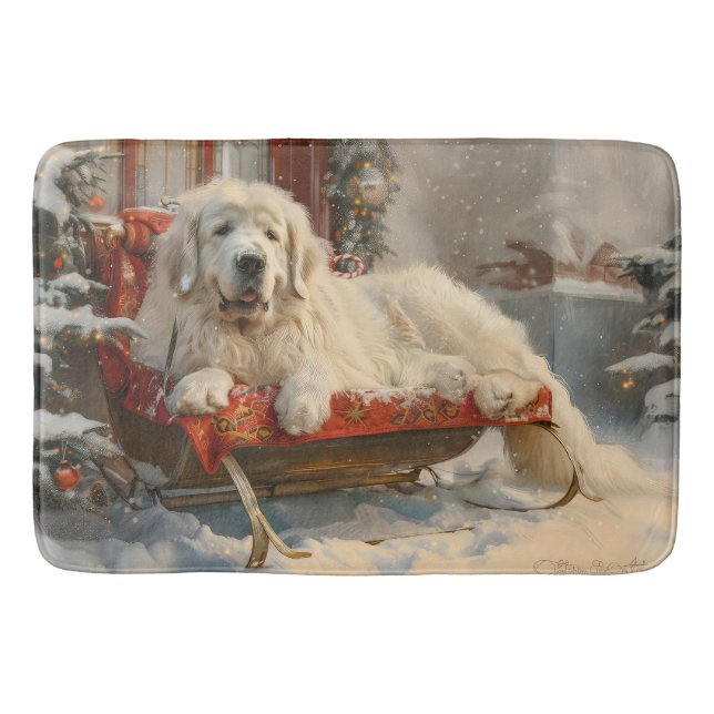 Tapis De Bain Fête de Noël des Chiens des Pyrénées (Devant)