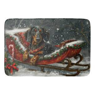 Tapis De Bain Fête de Noël du chien Dachshund