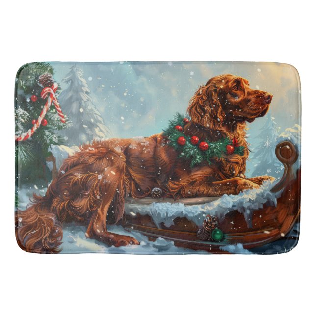 Tapis De Bain Fête de Noël du chien roux irlandais (Devant)