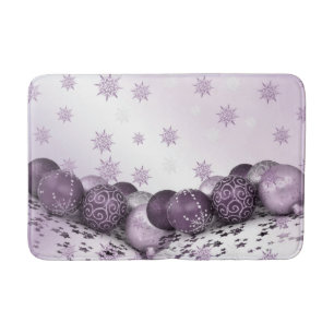 Tapis De Bain Fête de Noël Pink Purple Orament Snowflakes