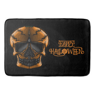 Tapis De Bain Fête d'Halloween à la crâne de citrouille