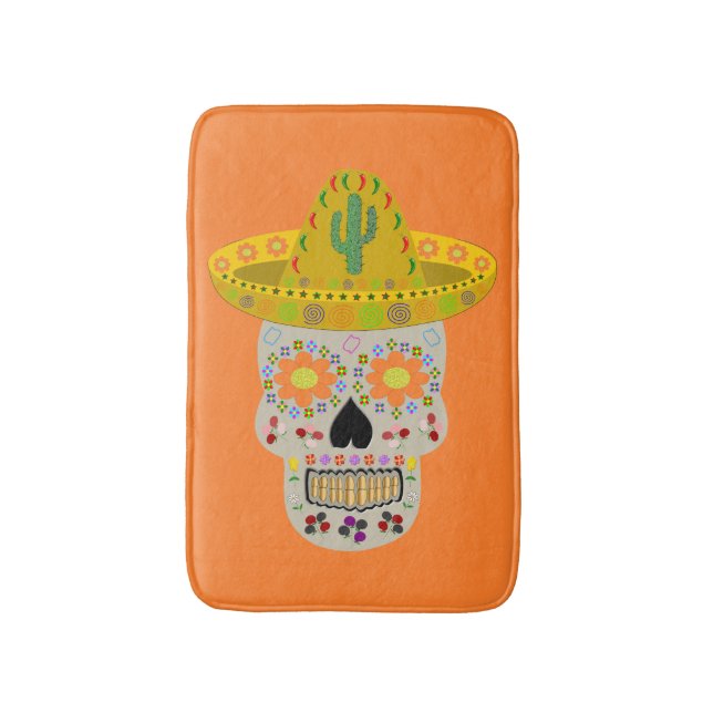 Tapis De Bain Fête mexicaine du crâne mort (Devant (Vertical))