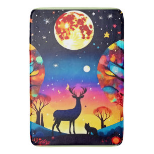 Tapis De Bain Feu de nuit de la forêt