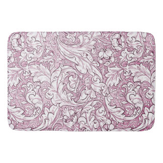 Tapis De Bain Feuillage baroque orné rose