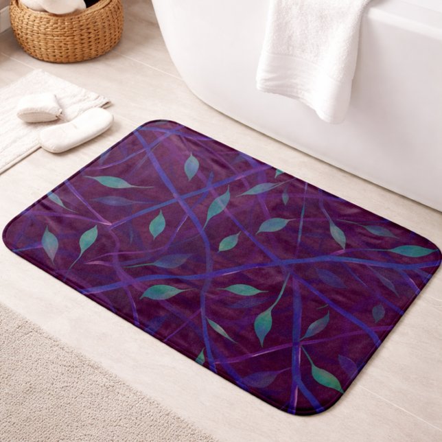 Tapis De Bain Feuillage de couleur bijou bordeaux foncé (Créateur téléchargé)