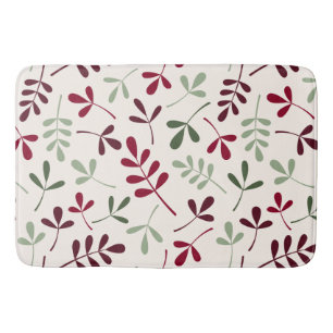 Tapis De Bain Feuille Assortis Ptn Reds & Greens sur Crème