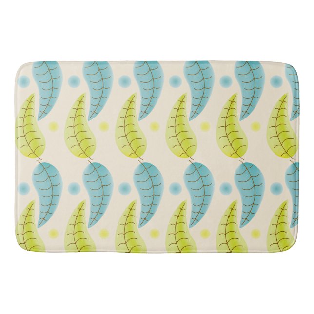 Tapis de bain feuille Chartreuse et Aqua (Devant)