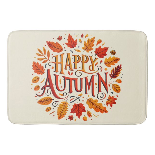Tapis De Bain feuille classique et automne heureux (Devant)