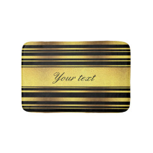 Tapis De Bain Feuille d'or chique de Faux et rayures noires