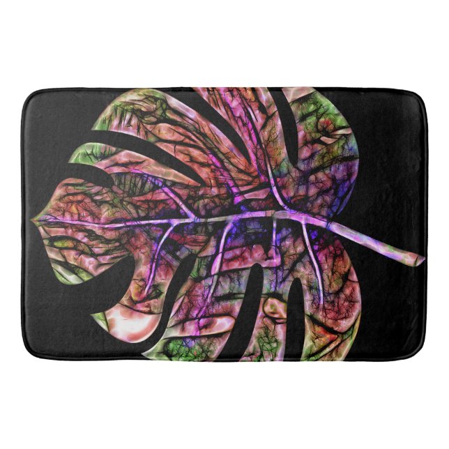 Tapis De Bain Feuille Lumineuse Néon Tropicale (Devant)