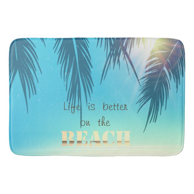 Tapis De Bain Feuilles Adorables de Palmier de Plage (Devant)
