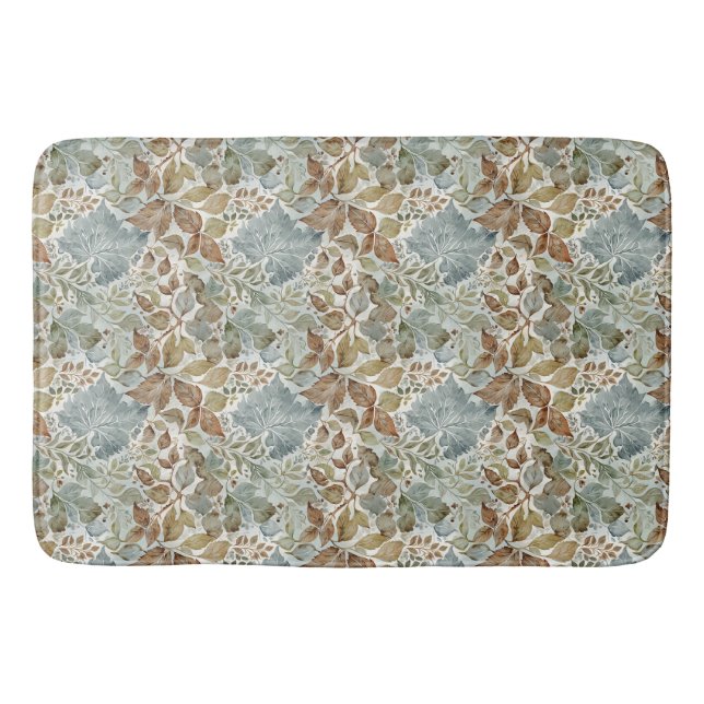Tapis De Bain Feuilles botaniques bleues et Brown (Devant)