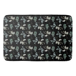 Tapis De Bain Feuilles botaniques noirs et verts