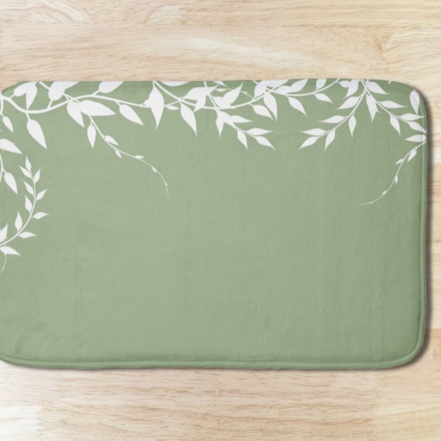 Tapis De Bain Feuilles botaniques verts de Sage (Créateur téléchargé)