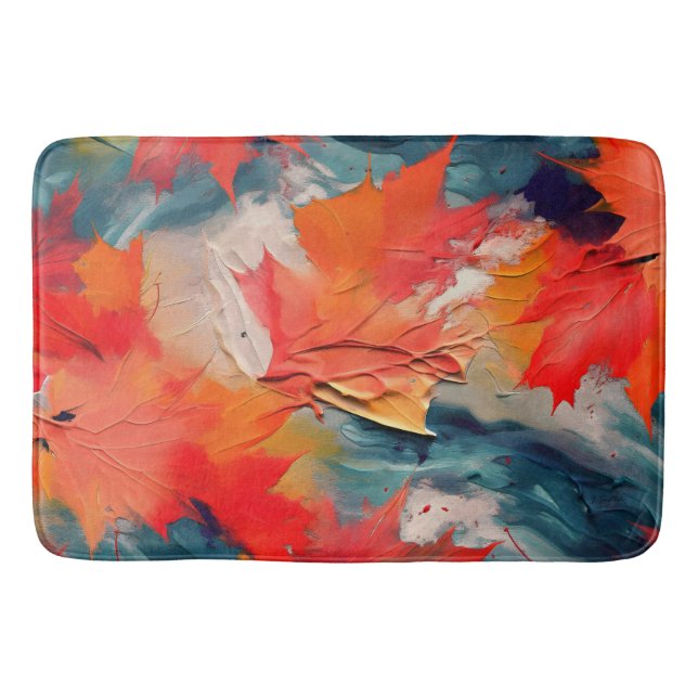 Tapis De Bain Feuilles dans le vent – Mouvement abstrait d'autom (Devant)
