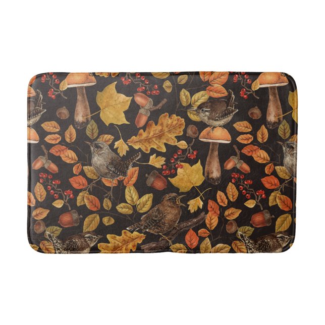 Tapis De Bain Feuilles d'automne, baies, champignons et fleurs (Devant)