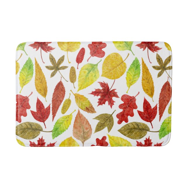 Tapis De Bain Feuilles d'automne blanc (Devant)
