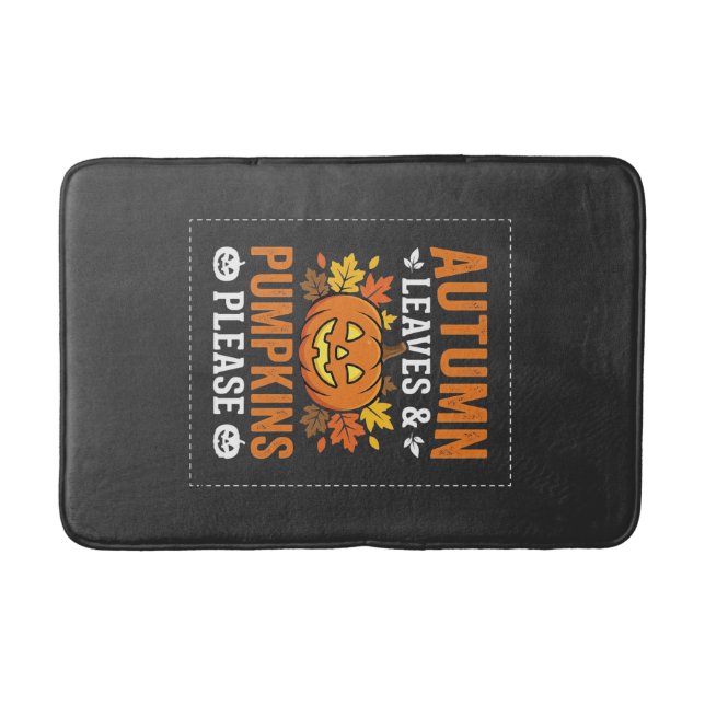 Tapis De Bain Feuilles d'automne Citrouille Halloween Design (Devant)