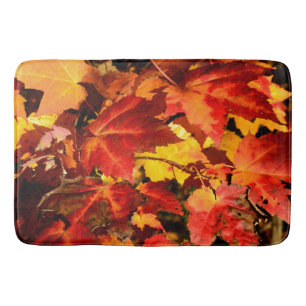 Tapis De Bain Feuilles d'automne colorées, feuille d'érable roug