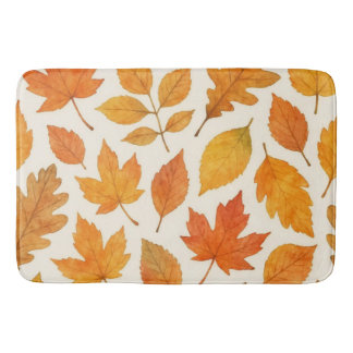 Tapis De Bain Feuilles d'automne sur la saison blanche d'automne