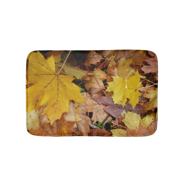 Tapis De Bain Feuilles de Érable Tombées Jaune Automne Nature (Devant)