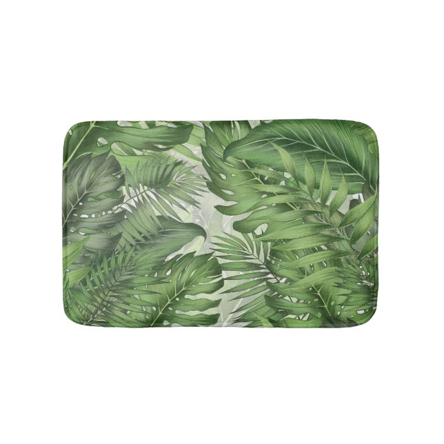 Tapis De Bain Feuilles de jungle tropicale : arrière - plans flo (Devant)