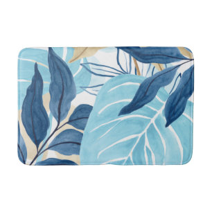 Tapis De Bain Feuilles de la Jungle Bleue