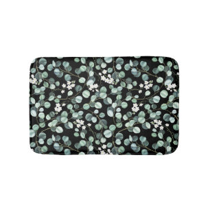 Tapis De Bain Feuilles de l'Eucalyptus : Motif de fleurs blanche