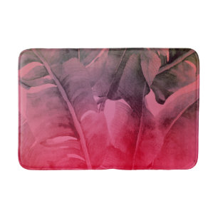 Tapis De Bain Feuilles de palmier tropicales roses lumineuses d'