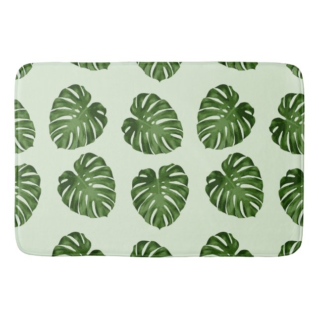 Tapis De Bain Feuilles de palmiers, Feuilles verts, Motif tropic (Devant)