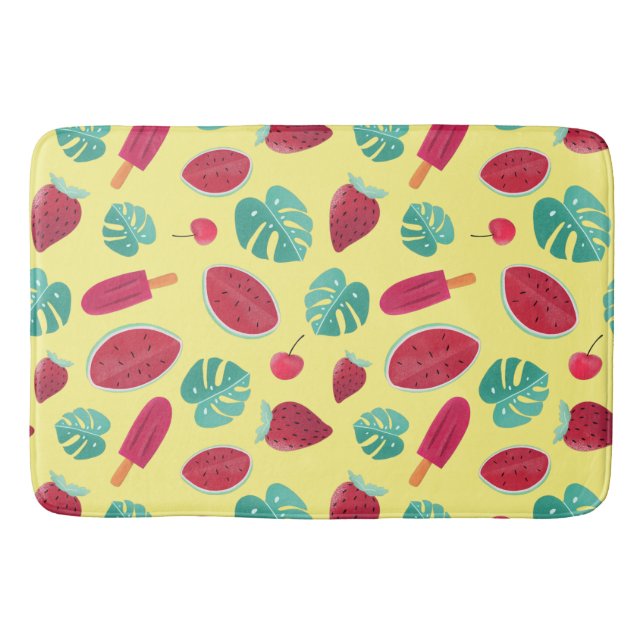 Tapis De Bain Feuilles de pavot, cerise, fraise et pastèque (Devant)
