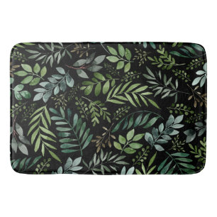 Tapis De Bain Feuilles de verdure aquarelle  