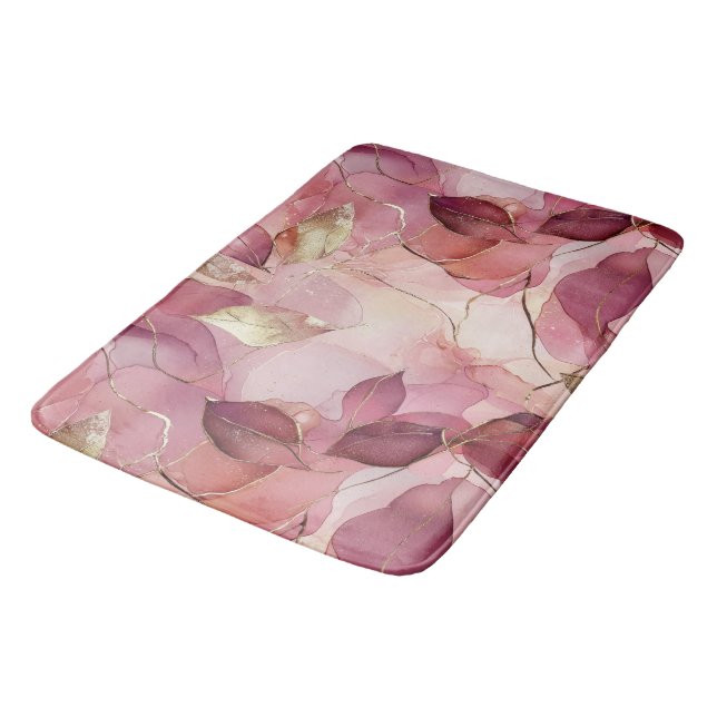 Tapis De Bain Feuilles d'or rose (Angle)