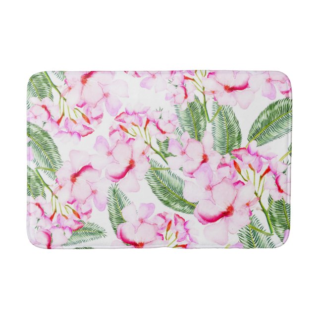 Tapis De Bain Feuilles Florales d'Oasis Botanique Tropicale Vert (Devant)