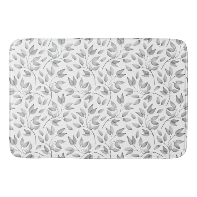 Tapis De Bain Feuilles gris pâle et blanc / Botaniques | (Devant)