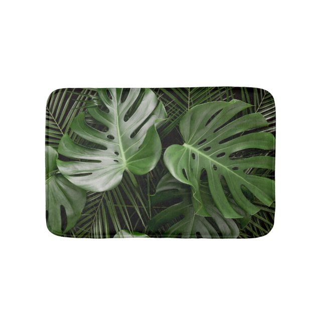 Tapis De Bain Feuilles Monstera, aménagement tropical de luxe. (Devant)