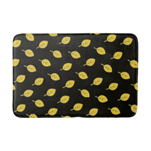 Tapis De Bain Feuilles noires et jaune doré