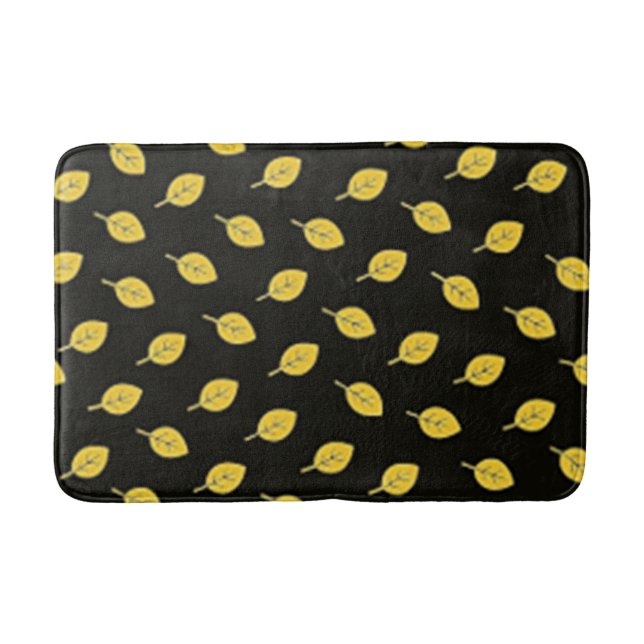 Tapis De Bain Feuilles noires et jaune doré (Devant)