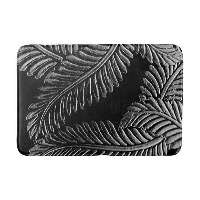 Tapis De Bain Feuilles noirs et blancs (Devant)