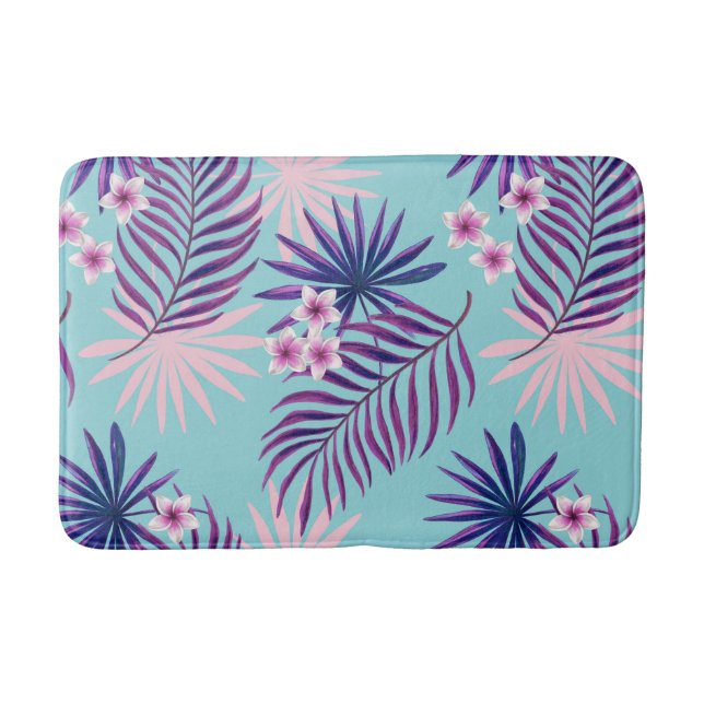 Tapis De Bain Feuilles tropicaux et fleurs 2 (Devant)