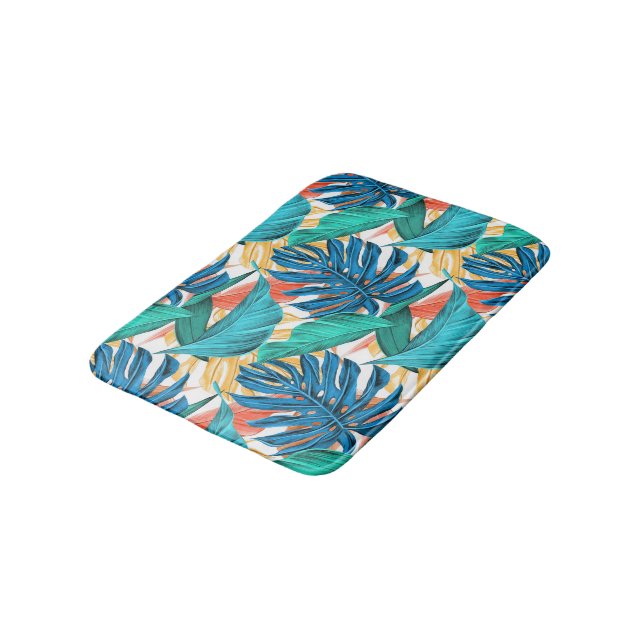 Tapis De Bain Feuilles tropicaux exotiques (Angle)