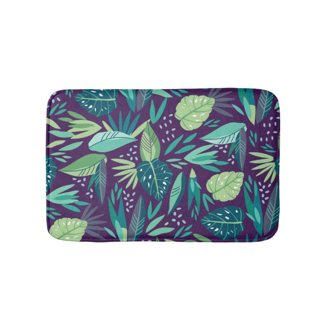 Tapis De Bain Feuilles vertes botaniques modernes Motif sans cou (Devant)