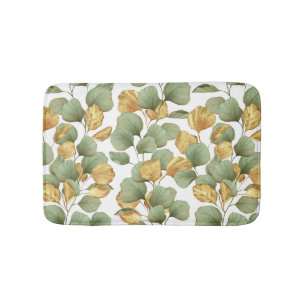 Tapis De Bain Feuilles verts et or. Motif