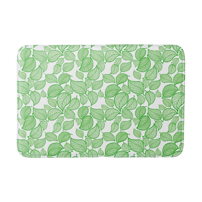 Tapis De Bain Feuilles verts sur le chaudron blanc (Devant)