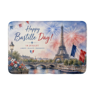 Tapis De Bain Feux d'artifice de la Tour Eiffel de la fête de la