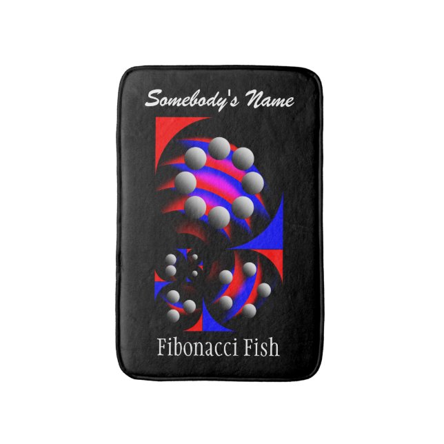 Tapis De Bain Fibonacci 'Fish Black' par Kenneth Yoncich (Devant (Vertical))