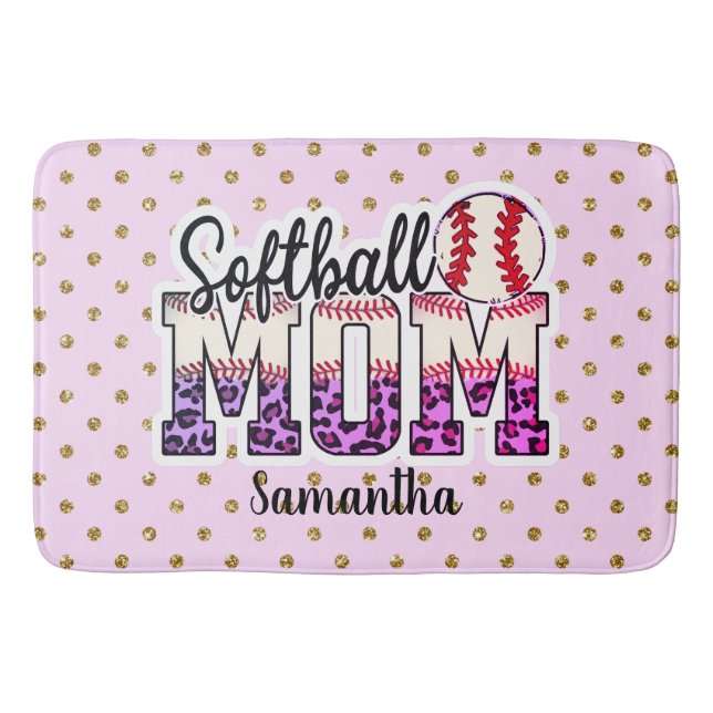 Tapis De Bain Fier Softball Maman Vie (Devant)