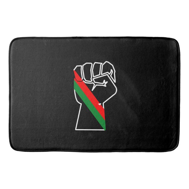 Tapis De Bain fierté noire drapeau rouge vert poing panafricain  (Devant)
