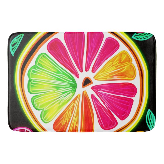 Tapis De Bain Fiesta de fruits d'agrumes de néon (Devant)